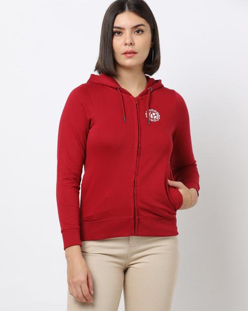 Logo Print Zip-Front Hoodie