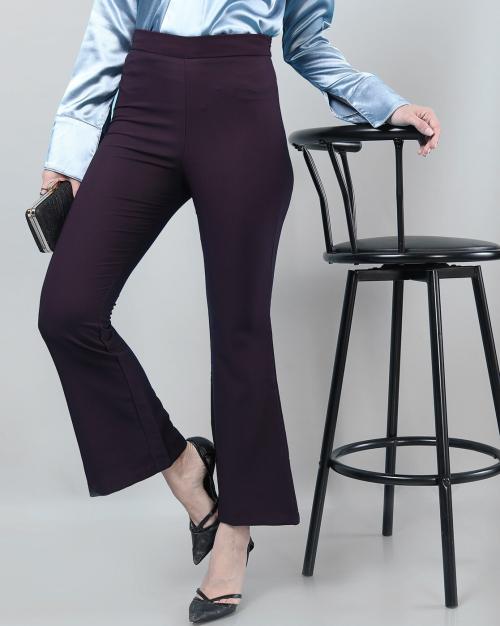 Flat-Front Bootcut Pants with Zip Closure
