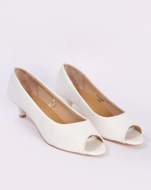 Kitten-Heeled Peep-Toe Pumps