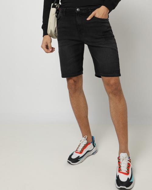 Slim Fit Denim Shorts with Pockets