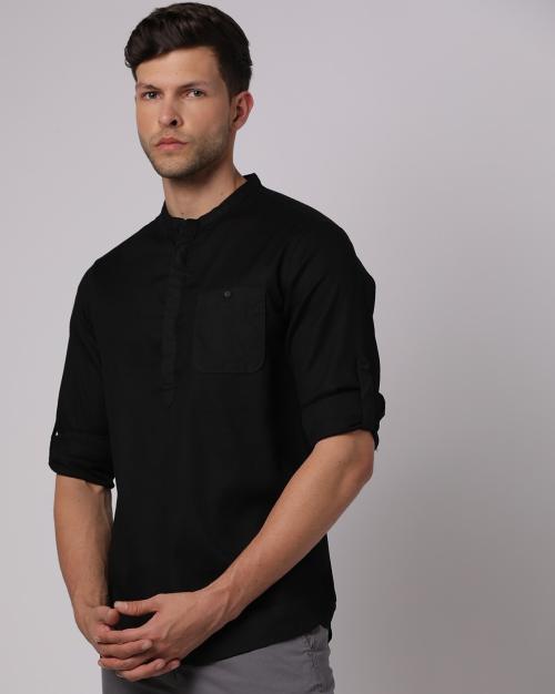 Textured Cotton Popover Shirt