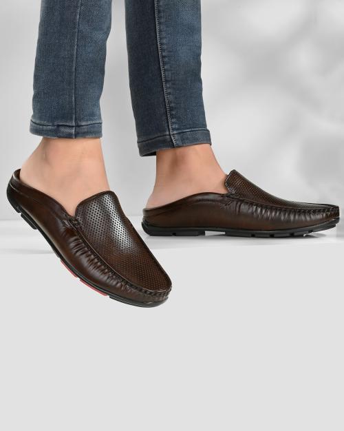 Perforated Round-Toe Mules