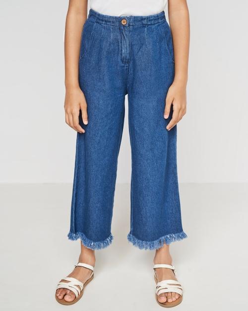Flared Jeans with Frayed Hems