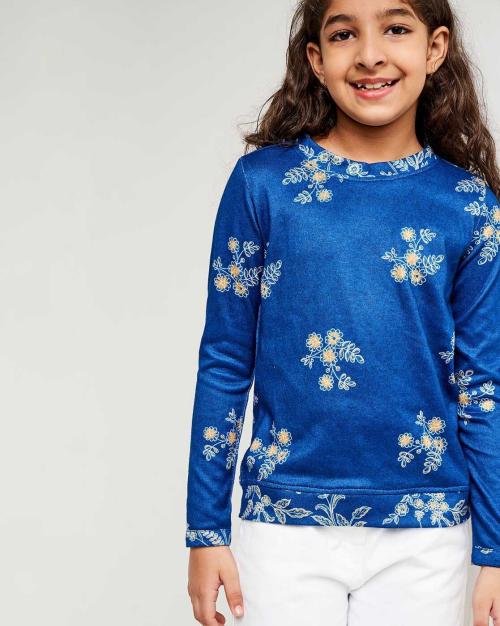 Floral Print Round-Neck T-Shirt