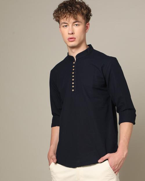 Buy Band Collar ButtonDown Shirt Online at Best Prices in India JioMart.