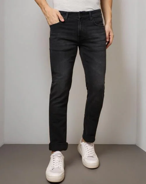 Mid-Wash Slim Fit Jeans