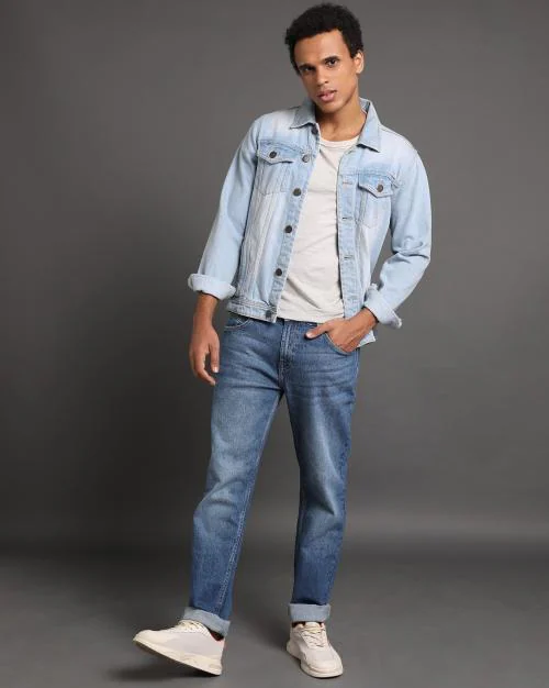Men Straight Fit Mid-Wash Jeans