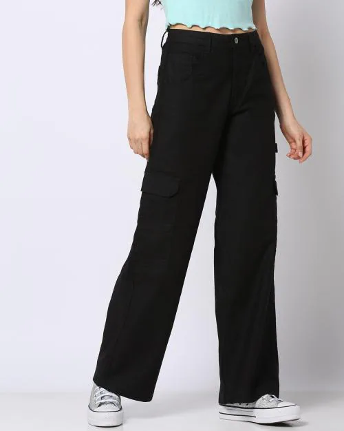 Women High-Rise Wide-Leg Cargo Pants