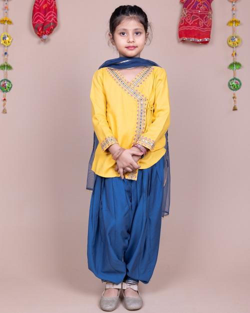 Kasy girls ethnic wear se, mustard, 8-9y