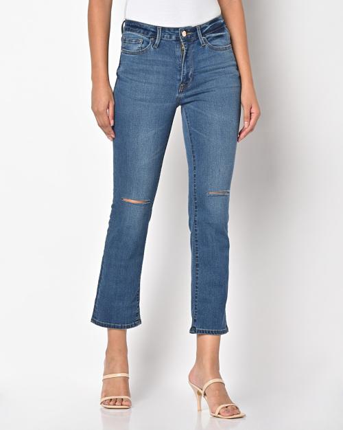 Lightly Washed Slim Emma Fit Distressed Jeans