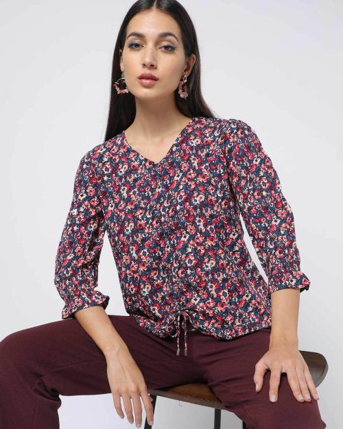 Lupe Floral Print V-Neck Top