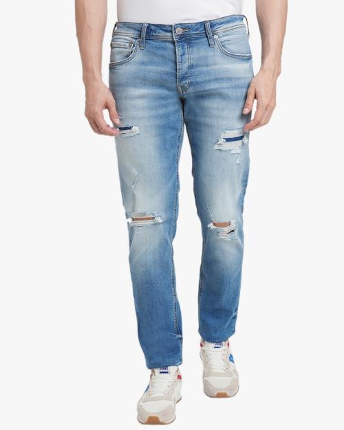 Acid Heavily Washed Distressed Slim Fit Jeans