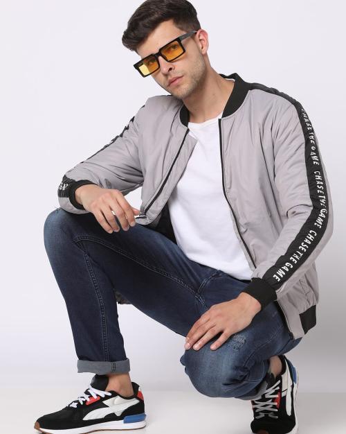 Zip-Front Slim Fit Bomber Jacket