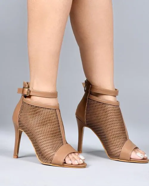 Ankle-Strap Mesh Stilettos