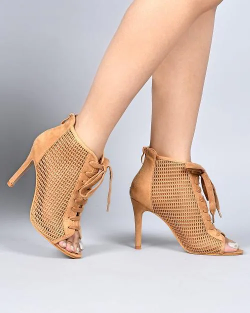 Mesh Stilettos with Zipper Heel Cap