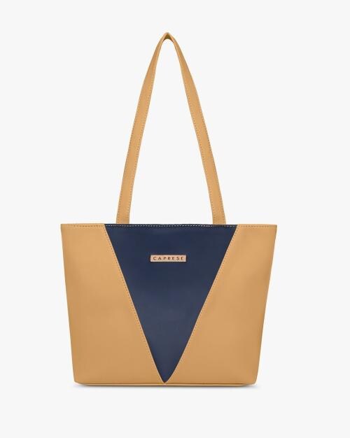 Colourblock Tote Bag with Zip Closure JioMart