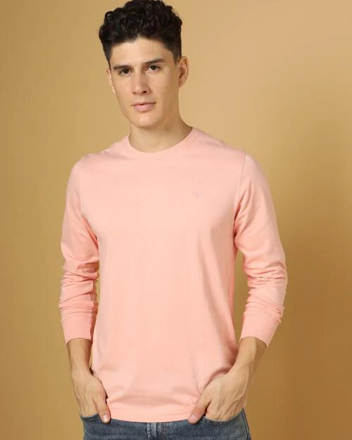Crew-Neck T-shirt with Ribbed Hem