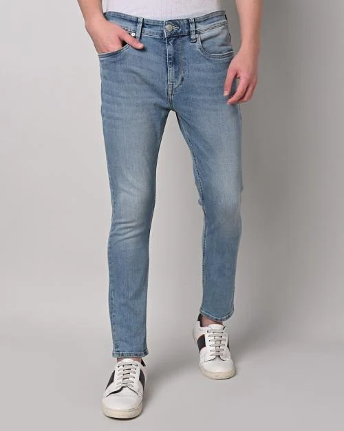 Men Mid-Wash Tapered Fit Jeans