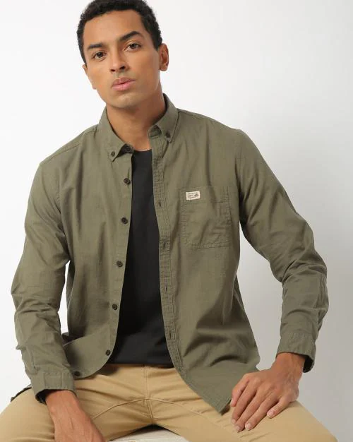 Men Button-Down Collar Slim Fit Shirt