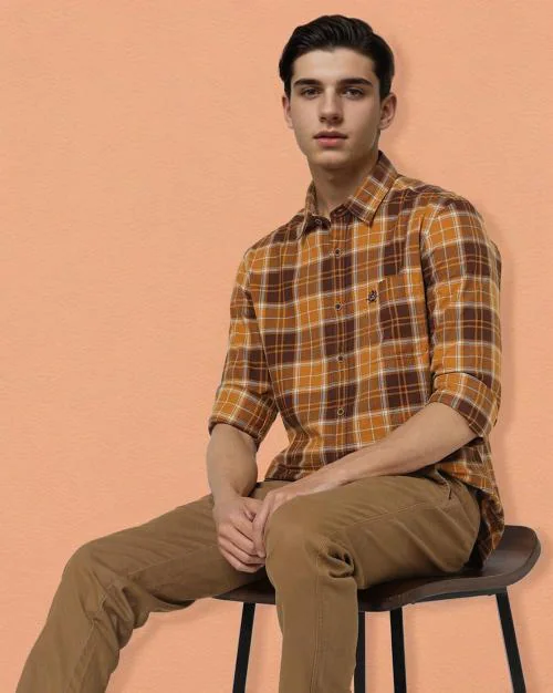 Us men shirts, ochre, s