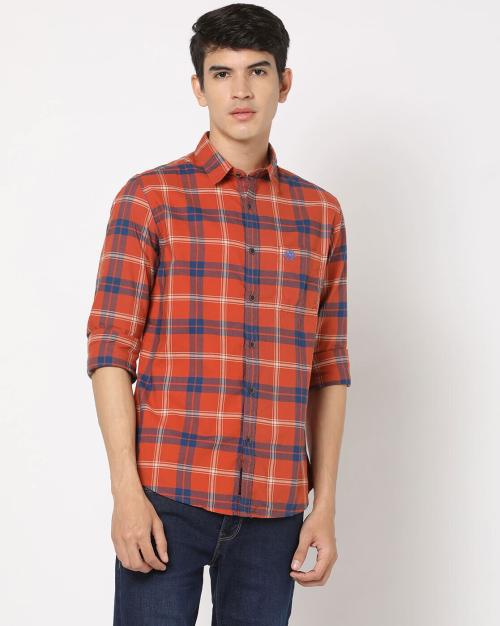 Us men shirts, orange, s