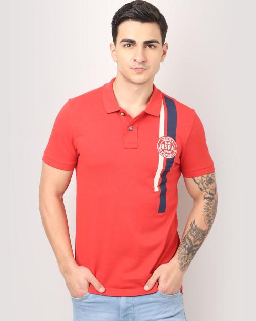 Brand Print Slim Fit Polo T-Shirt