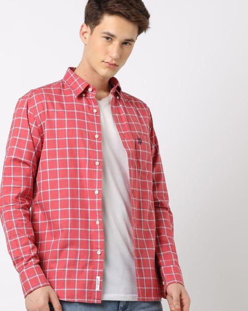 Checked Shirt with Button-Down Collar