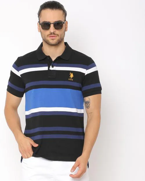 Buy Striped Slim Fit Cotton Polo TShirt Online at Best Prices in India