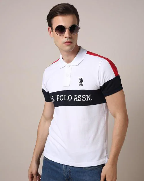 Brand Print Slim Fit Polo T-Shirt