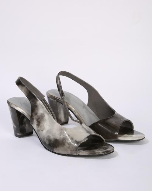 Tie & Dye Chunky Heeled Sandals with Slingback