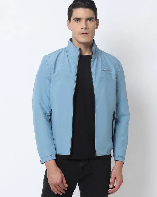 High-Neck Jacket with Zipper Pockets