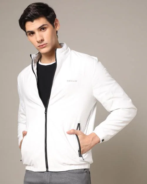 High-Neck Jacket with Zipper Pockets
