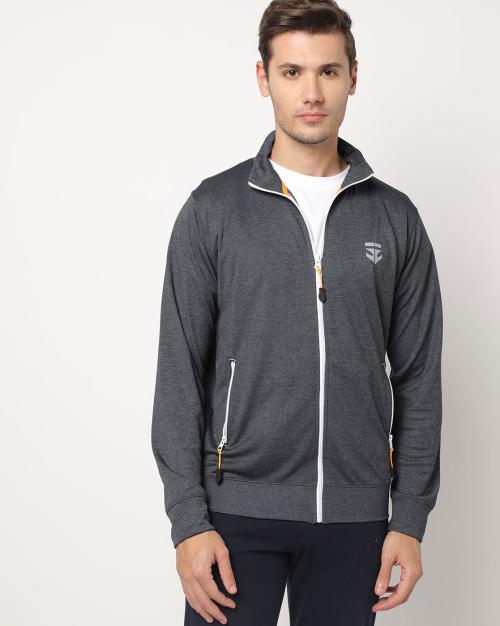 Buy Heathered Zip-Front Track Jacket Online at Best Prices in India ...