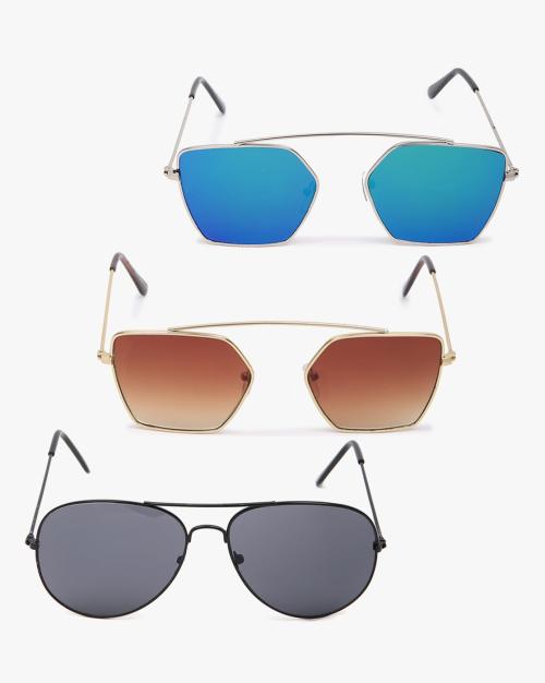 SDSG-Pack Of 3-26 UV-Protected Aviator Sunglasses