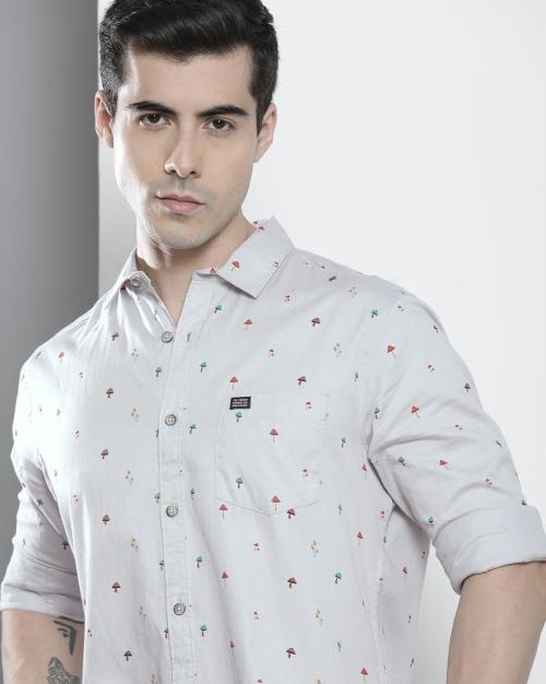 Printed Shirt with Logo Patch Pocket