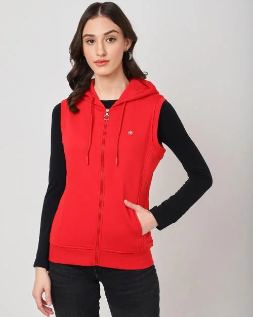 Zip-Front Sleeveless Hoodie