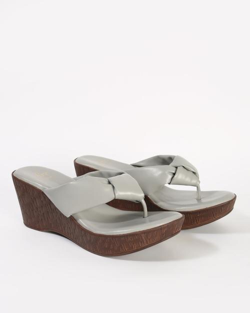 Thong-Strap Open-Toe Wedges