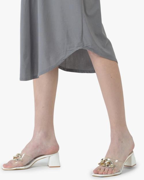 Chunky Heels with Chain Accent