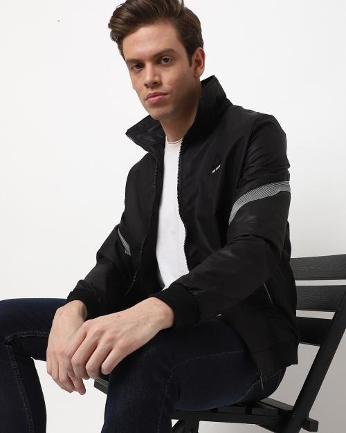 Zip-Front High-Neck Bomber Jacket