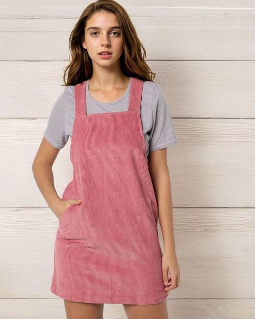 Women Corduroy Pinafore Dress