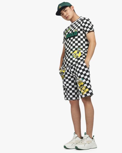 Minion Print Shorts with Elasticated Drawstring Waist