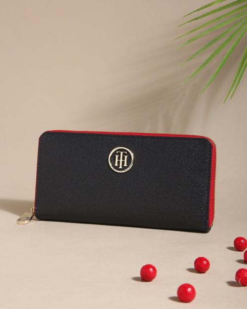 Leather Zip-Front Wallet with Branding