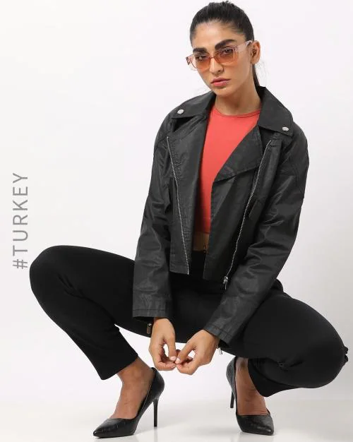 Zip-Front Denim Jacket with Flap Pockets