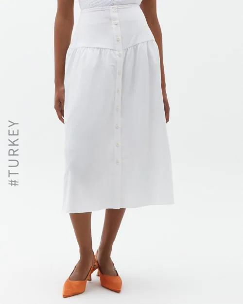 Button-Down A-line Skirt