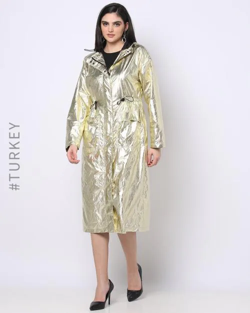 Hooded Trench Coat with Flap Pockets