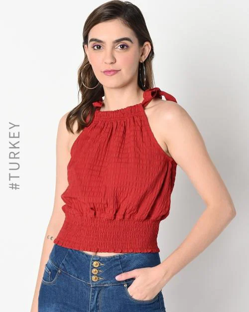 Textured Fitted Strappy Top