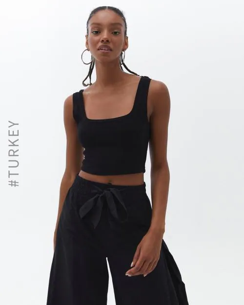 Ribbed Square-Neck Tank Top