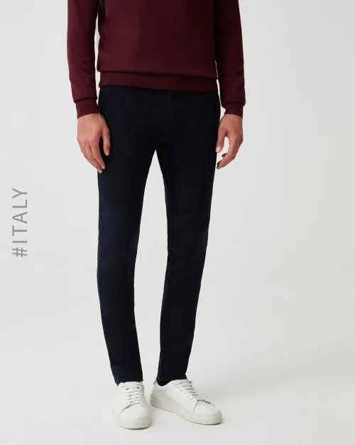 Flat-Front Fitted Trousers with Insert Pockets