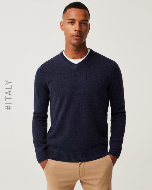 Ribbed V-Neck Pullover