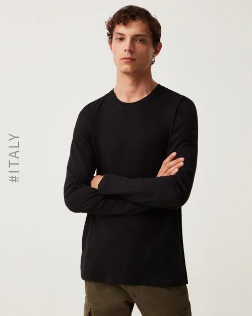 Regular Fit Crew-Neck T-Shirt with Long Sleeves